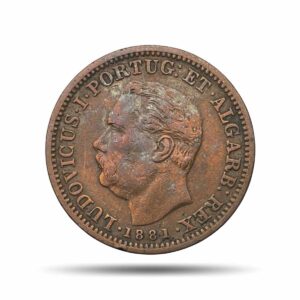 Quarto de Tanga Luiz I 1881 CE Copper Coin, Portuguese India, Collectible