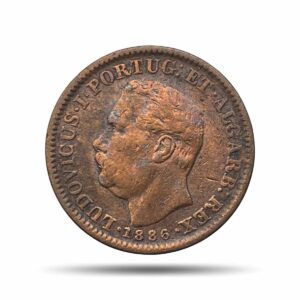Quarto de Tanga Luiz I 1886 CE Copper Coin, Portuguese India, Collectible