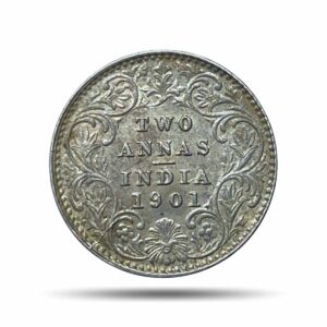 2 Annas Victoria Empress 1901 Calcutta Mint 'C' incuse (Obv B, Rev II) Silver Coin, British India Uniform Coinage, AUNC.