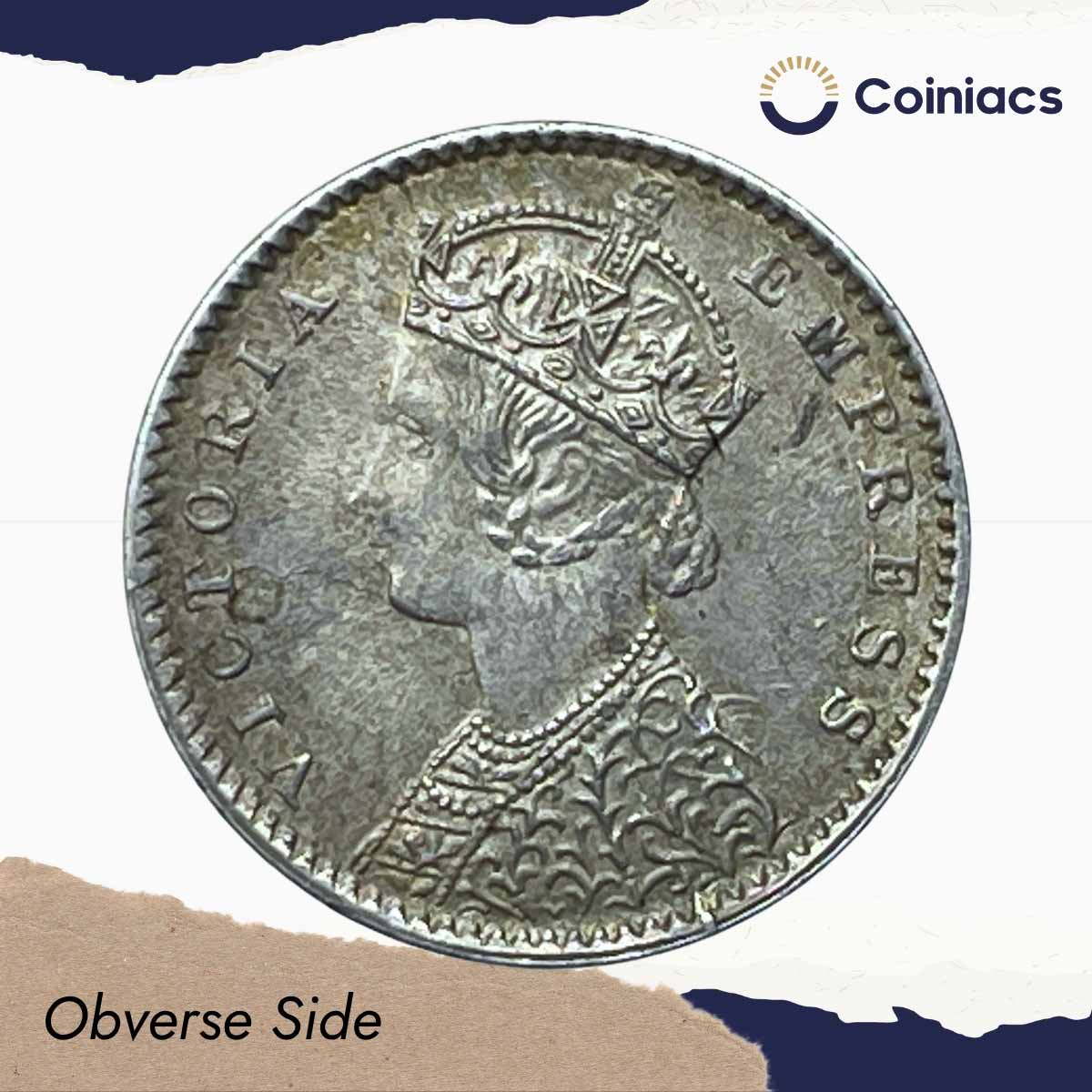 2 Annas Victoria Empress 1901 Calcutta Mint 'C' incuse (Obv B, Rev II) Silver Coin, British India Uniform Coinage, AUNC. - Image 2