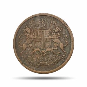 Half Anna East India Company 1845 CE (Key Date) Copper Coin, British India Uniform Coinage, Collectible.