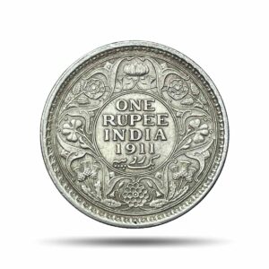 One Rupee George V 1911 CE (Pig Rupee) Calcutta Mint Silver coin, British India Uniform Coinage, XF.