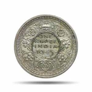 Extremely Rare Large '5' One Rupee George VI King Emperor 1945 Bombay Mint Large ?5? Variety Silver Coin, British India Uniform Coinage, XF+.