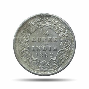 1/4 Rupee Victoria Queen 1862 Silver Coin, British India Uniform Coinage, Collectable.