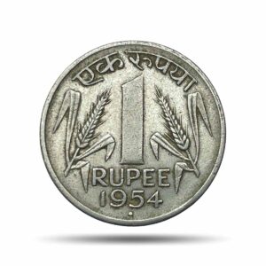 One Rupee Anna Series 1954 (Key Date) Bombay Mint Nickel Coin, Republic India Anna Series, XF.