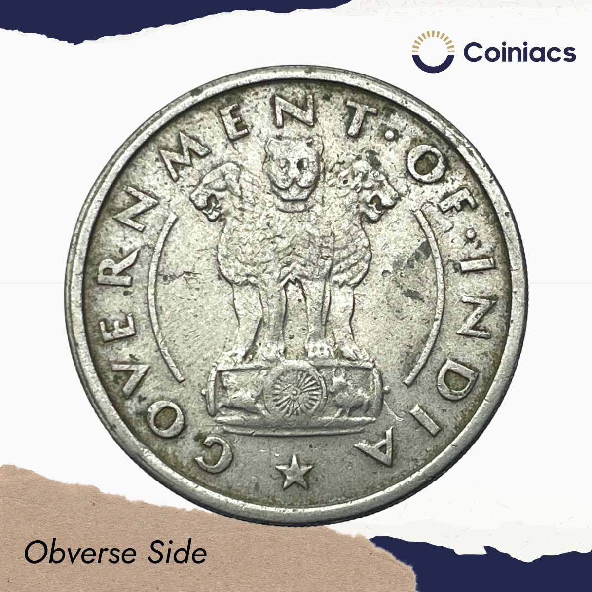 One Rupee Anna Series 1954 (Key Date) Bombay Mint Nickel Coin, Republic India Anna Series, XF. - Image 2