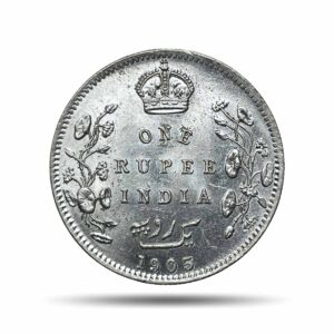 One Rupee Edward VII King & Emperor 1905 CE Bombay Mint Silver Coin, British India Uniform Coinage, UNC.