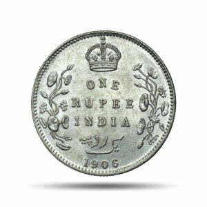 One Rupee Edward VII King & Emperor 1906 CE Bombay Mint Silver Coin, British India Uniform Coinage, UNC.
