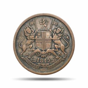 Half Anna East India Company 1845 CE (Key Date) Copper Coin, British India Uniform Coinage, XF.