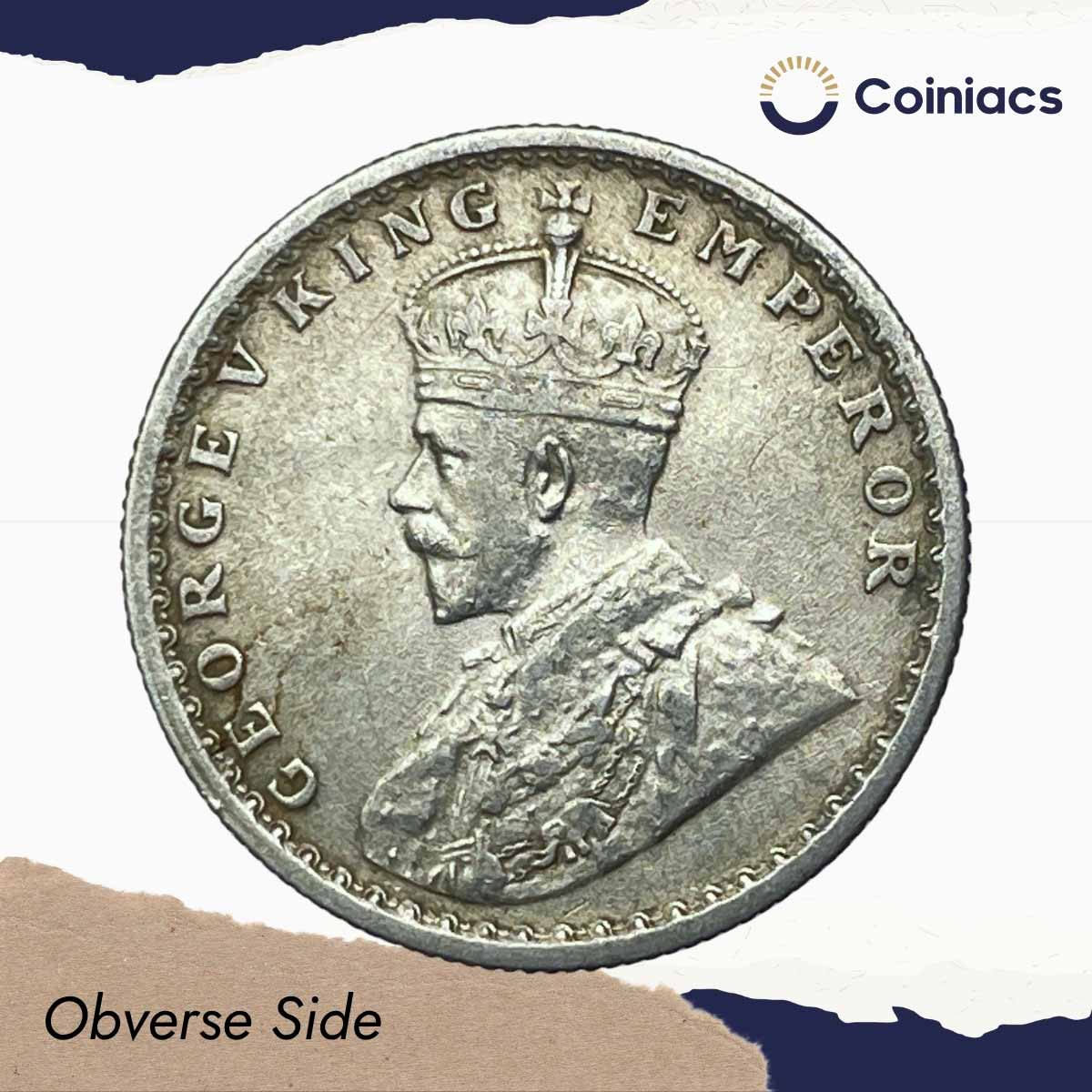Scarce Half Rupee George V King Emperor 1912 Calcutta Mint Silver Coin, British India Uniform Coinage, XF. - Image 2
