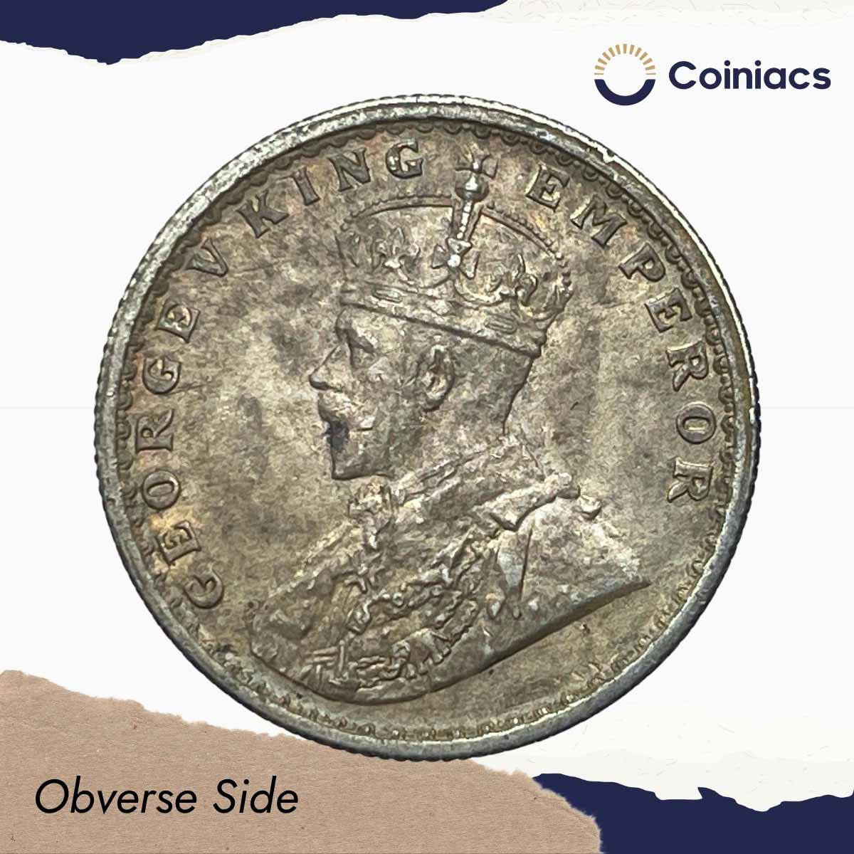 Scarce Half Rupee George V King Emperor 1933 Calcutta Mint 5.8 gms Silver Coin, British India Uniform Coinage, AU. - Image 2