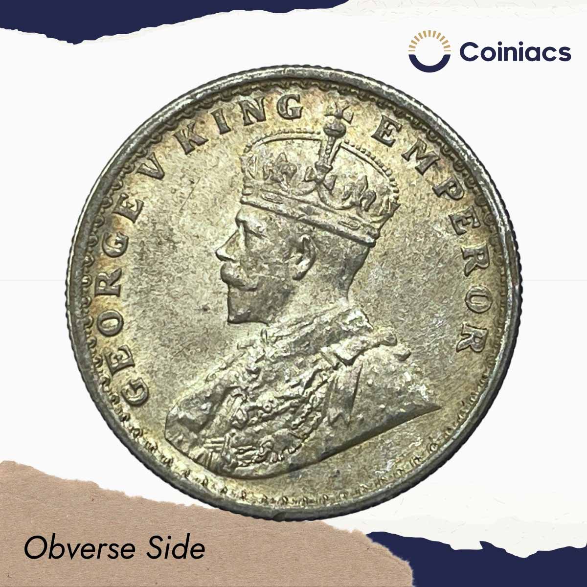 Scarce Half Rupee George V King Emperor 1936 Calcutta Mint 5.8 gms Silver Coin, British India Uniform Coinage, AU. - Image 2