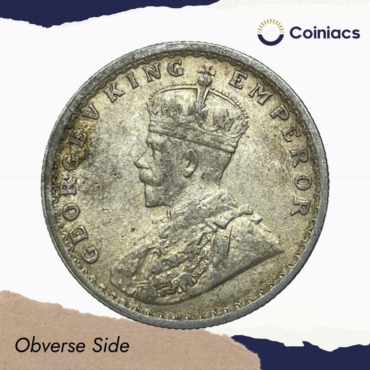 Scarce Half Rupee George V King Emperor 1925 Calcutta Mint 5.8 gms Silver Coin, British India Uniform Coinage, XF. - Image 2