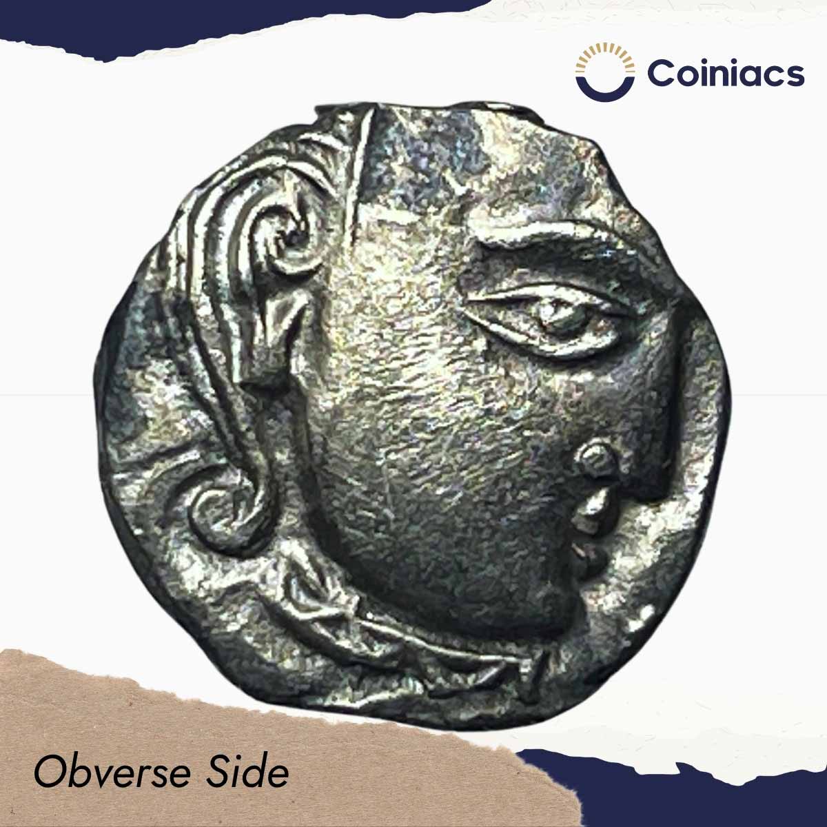 Rare Gupta Empire Silver Drachm Kumaragupta I - Madhyadesha "Peacock" Type Silver Coin, Gupta Empire (c. 415-455 CE), Collectible. - Image 2