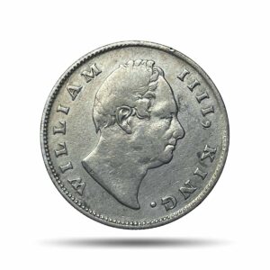 Rare One Rupee William IIII 1835 'F' Incuse Calcutta Mint (Obv-A, Rev-I) Silver Coin, British India Uniform Coinage, Collectible.