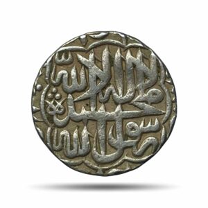 One Rupee Jalal-ud-Din Muhammad Akbar 986 AH (1577-78 CE) Lahore Mint Silver Coin, Mughal Empire, Collectible.