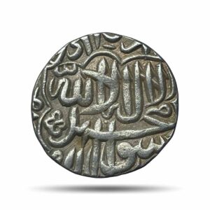 One Rupee Jalal-ud-Din Muhammad Akbar 985 AH (1577-78 CE) Dar al-Khilafat Agra Mint Silver Coin, Mughal Empire, Collectible.