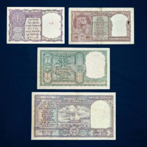 NOTAPHILY SET of 1, 2, 5 & 10 Rupees Big Size fafda Issue, Different Signature (4 Notes), Republic India Numismatics Note, Circulated Collectible.