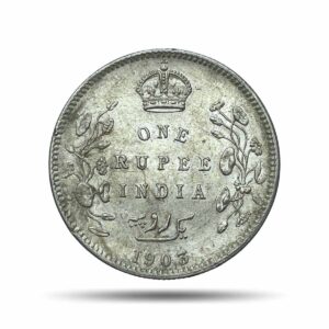 One Rupee Edward VII King & Emperor 1903 CE Calcutta Mint Silver Coin, British India Uniform Coinage, UNC.