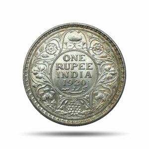 One Rupee George V 1920 CE Calcutta Mint 11.6 gms Silver coin, British India Uniform Coinage, UNC.
