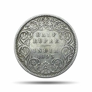 Half Rupee Victoria Empress 1893 ‘B’ Incused Bombay Mint (Obv A, Rev I) Silver Coin, British India Uniform Coinage, Collectible.