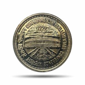 5 Rupees Commonwealth Parliamentary Conference 1991 Cupro-Nickel Commemorative Coin (Broken from UNC SET), Republic India Decimal Series, UNC.