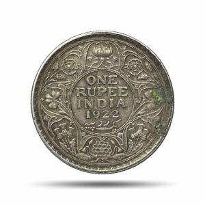 Rare One Rupee George V 1922 CE (Key Date) Bombay Mint Silver coin, British India Uniform Coinage, Collectible.