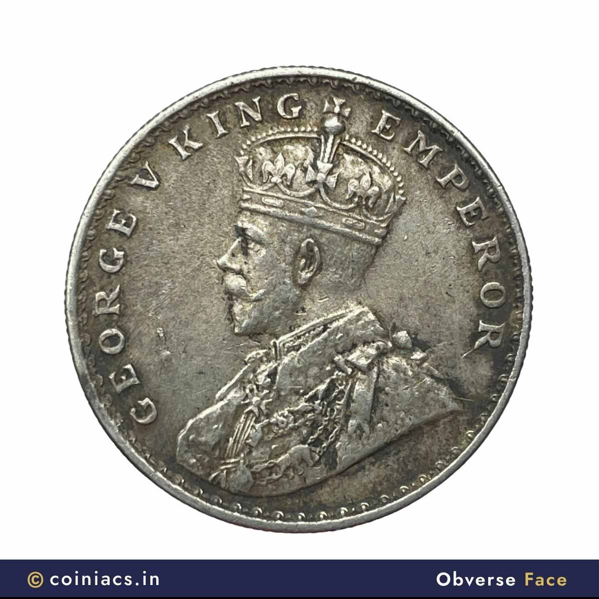 Rare One Rupee George V 1922 CE (Key Date) Bombay Mint Silver coin, British India Uniform Coinage, Collectible. - Image 2