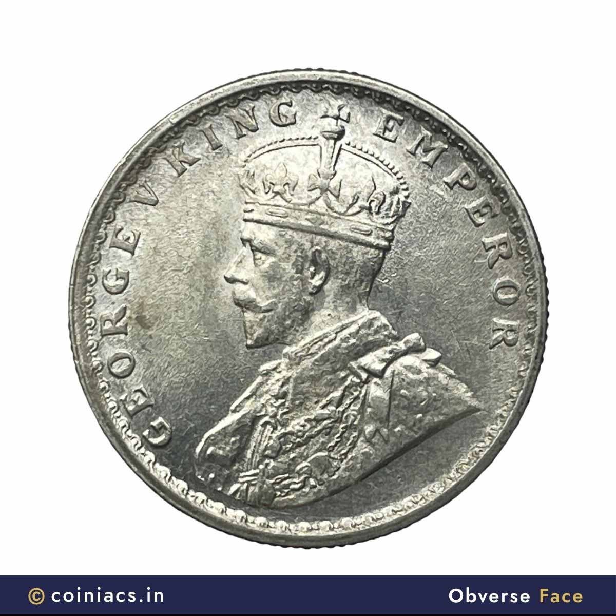 Scarce Half Rupee George V King Emperor 1912 Calcutta Mint Silver Coin, British India Uniform Coinage, UNC. - Image 2