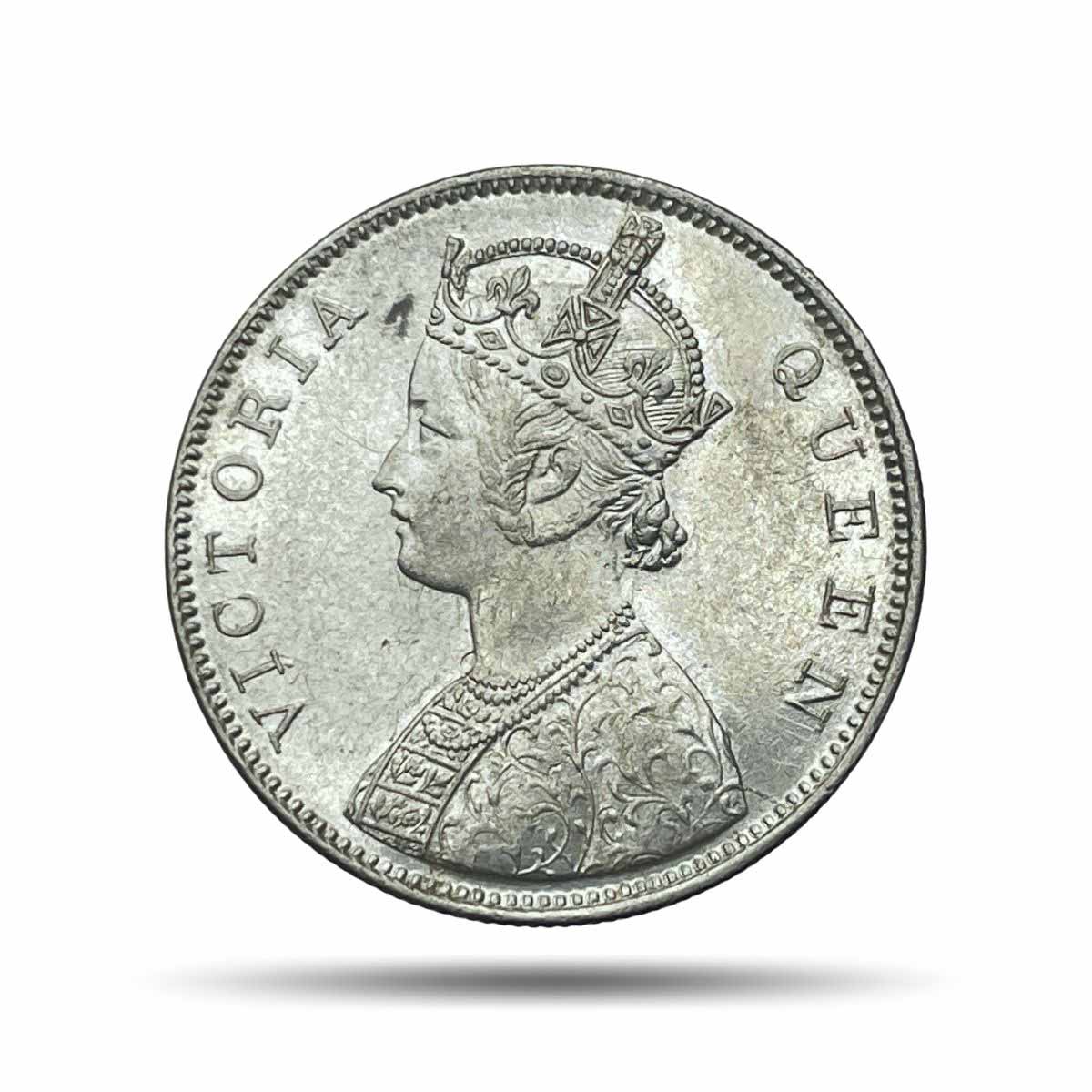 Scarce One Rupee Victoria Queen 1862 Silver Coin, British India Uniform Coinage, UNC.