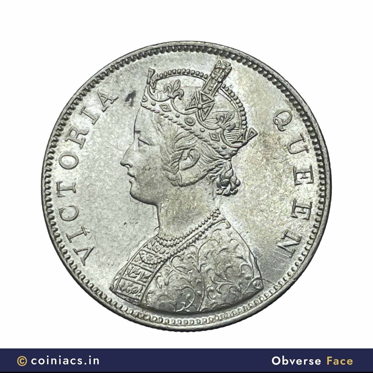 Scarce One Rupee Victoria Queen 1862 Silver Coin, British India Uniform Coinage, UNC. - Image 2