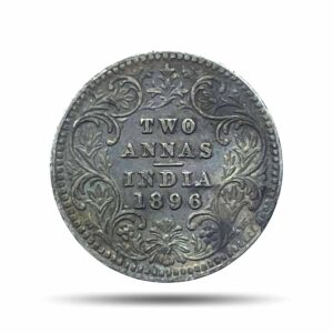 2 Annas Victoria Empress 1896 Calcutta Mint ‘C’ incuse (Obv B, Rev II) Silver Coin, British India Uniform Coinage, XF.