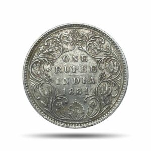 One Rupee Victoria Empress 1881 (Key Date) ‘Dot’ (Obv A3, Rev II(iv)) Bombay Mint Silver Coin, British India Uniform Coinage, XF.
