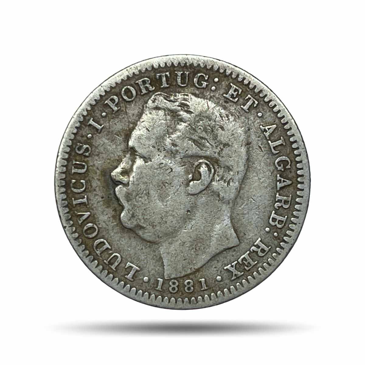 Meia Rupia (1/2 Rupee) Luiz I 1881 CE Silver coin, Portuguese India (India Portugueza), Collectible