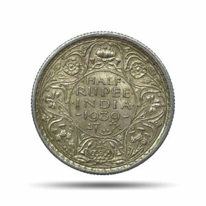 Half Rupee George VI King Emperor 1939 Calcutta Mint Silver Coin, British India Uniform Coinage, AUNC.
