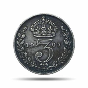 UK 3 Pence Edward VII 1907 Royal Mint (Tower Hill) Silver Foreign Coin, United Kingdom, Collectible.