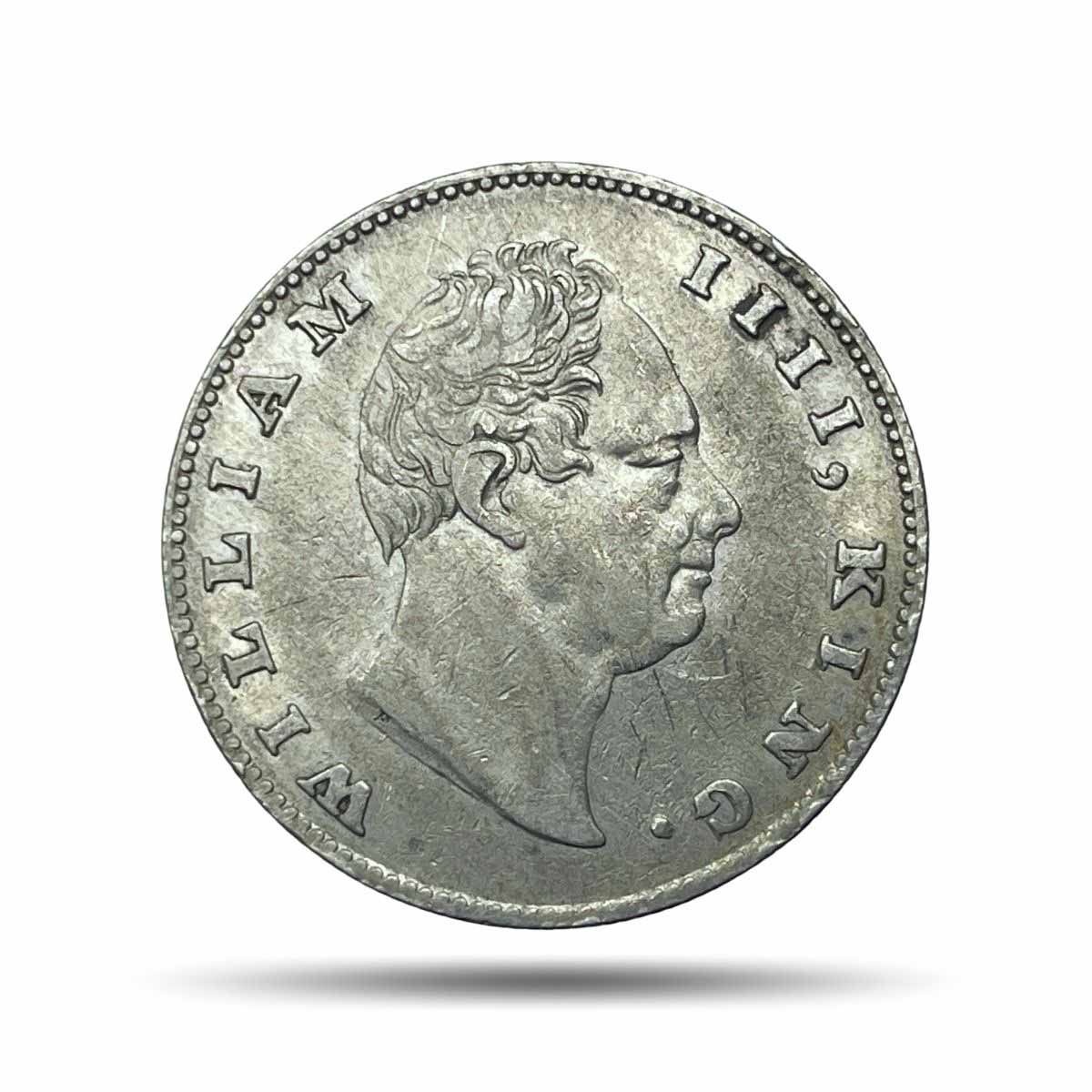One Rupee William IIII 1835 ‘F’ Incuse Calcutta Mint (Obv-A, Rev-II) Silver Coin, British India Uniform Coinage, Collectible.
