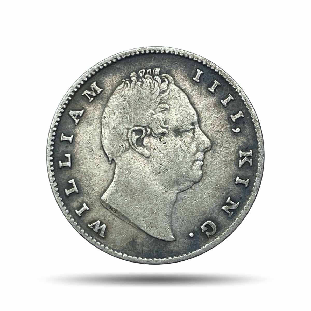 One Rupee William IIII 1835 ‘R. S.’ Incuse Calcutta Mint (Obv-A, Rev-II(ii)) Silver Coin, British India Uniform Coinage, Collectible.