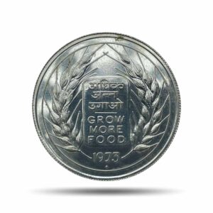 10 Rupees Grow More Food 1973 Mumbai Mint 22.45 Grams Commemorative Silver Coin, Republic India, UNC.