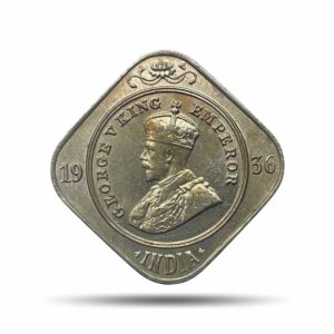 2 Annas George V King Emperor 1936 Bombay Mint Cupro-Nickel Coin, British India Uniform Coinage, UNC.