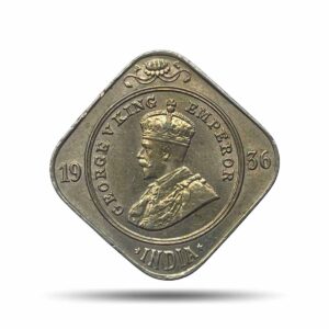 2 Annas George V King Emperor 1936 Bombay Mint Cupro-Nickel Coin, British India Uniform Coinage, UNC.
