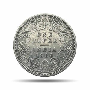 One Rupee Victoria Empress 1888 CE ‘B’ Raised Bombay Mint Silver Coin, British India Uniform Coinage, Collectible.