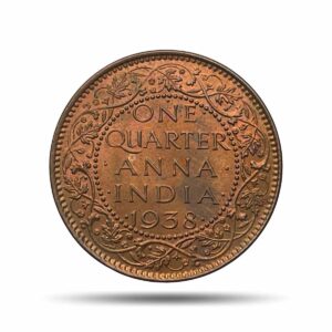 Quarter Anna George VI King Emperor 1938 Bombay Mint Bronze Coin, British India Uniform Coinage, UNC.