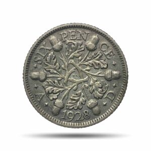 6 Pence George V 1928 (4th Coinage) Royal Mint (Tower Hill) Silver Foreign Coin, United Kingdom, Collectible.