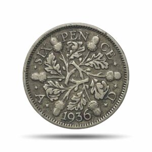 6 Pence George V 1936 (4th Coinage) Royal Mint (Tower Hill) Silver Foreign Coin, United Kingdom, Collectible.