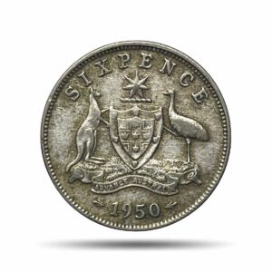6 Pence George VI 1950 Royal Mint Melbourne Silver Foreign Coin, Australia, Collectible.