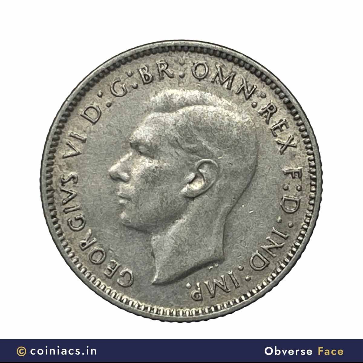 6 Pence George VI 1946 Royal Mint Melbourne Silver Foreign Coin, Australia, Extremely Collectible. - Image 2