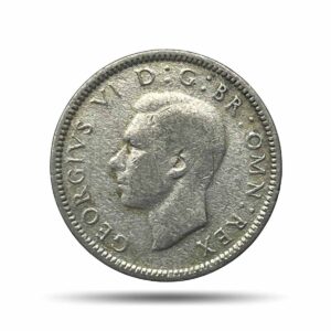 Six Pence George VI 1944 (1st Coinage) Royal Mint (Tower Hill) Silver Foreign Coin, United Kingdom, Collectible.