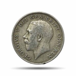 6 Pence George V (2nd coinage) 1921 Royal Mint (Tower Hill) Silver Coin, United Kingdom, Collectible.