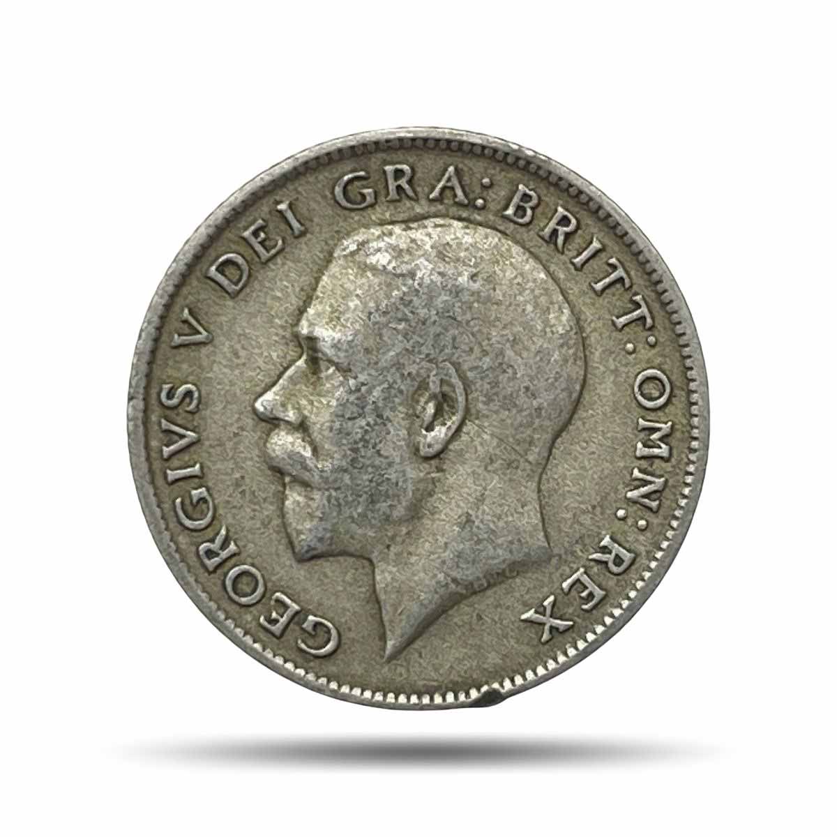 6 Pence George V (2nd coinage) 1921 Royal Mint (Tower Hill) Silver Coin, United Kingdom, Collectible.